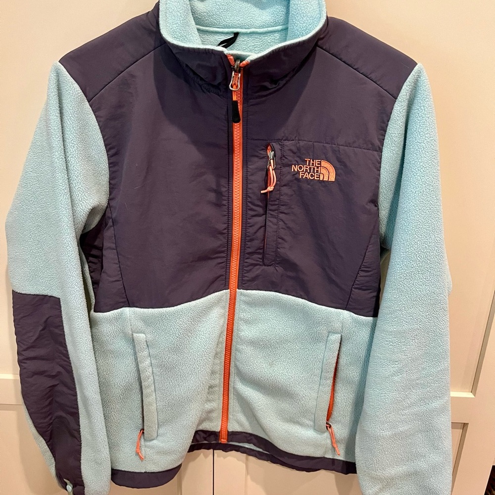 Women’s The North Face Teal and Dark Gray Fleece Jacket